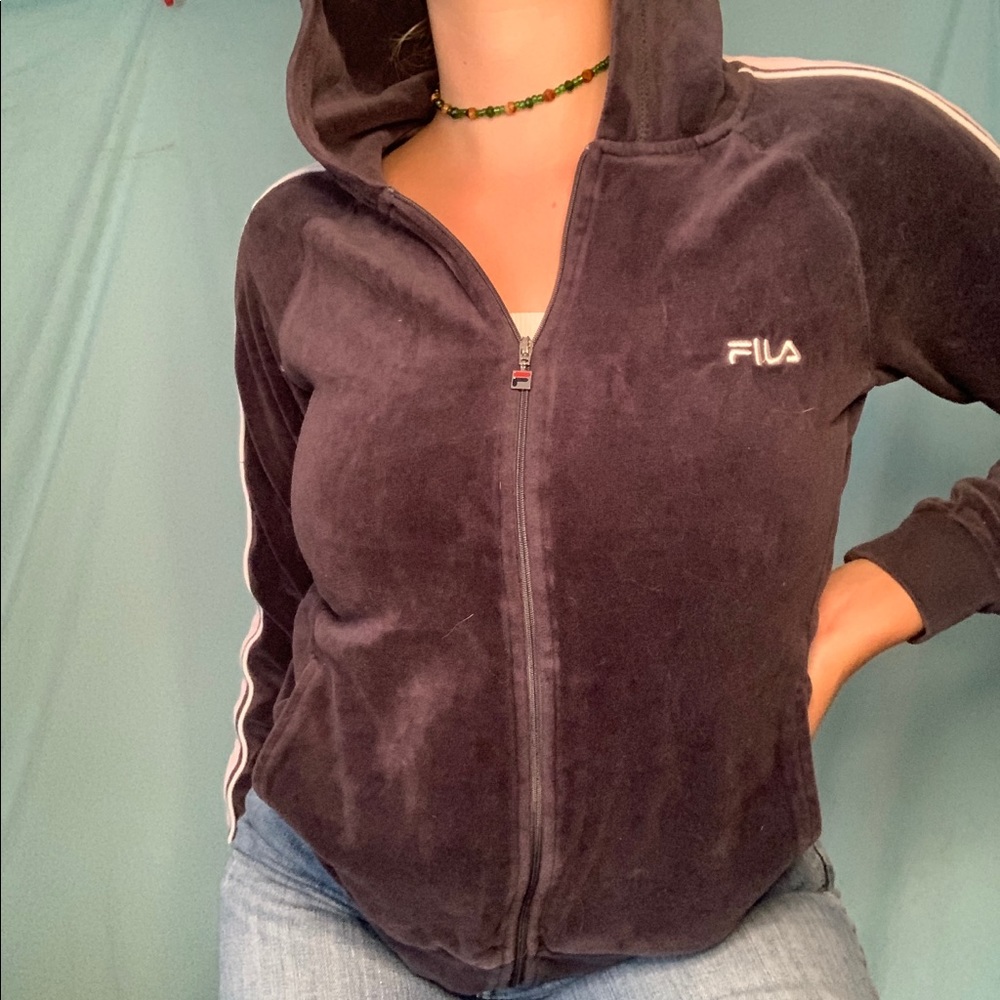 Fila velour tracksuit jacket pink and brown y2k